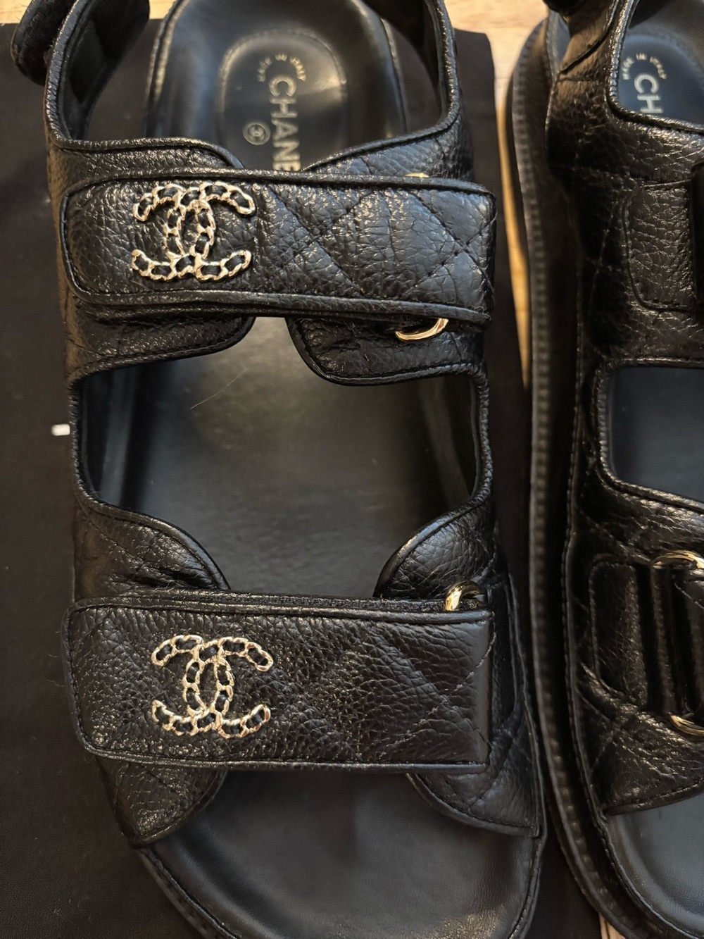 CHANEL Quilted Leather CC Logo Dad Sandals - Picture 6 of 15